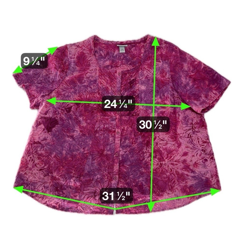 Catherines Top Purple and Pink Floral Print Stretchy Tunic Top - Picture 8 of 8
